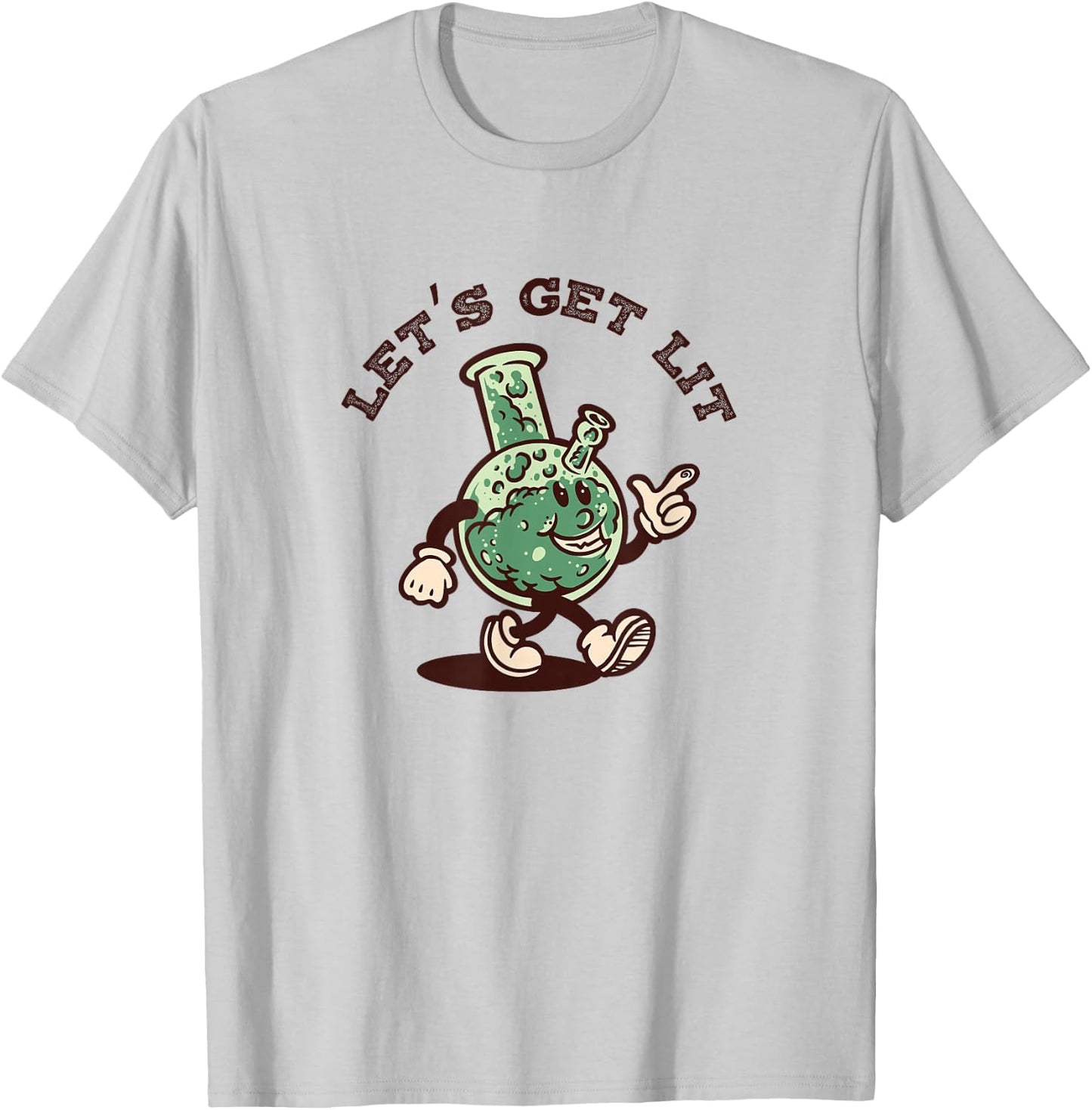 Let's Get Lit - Retro Vintage Cartoon Bong T-Shirt - T-Shirt | Ash