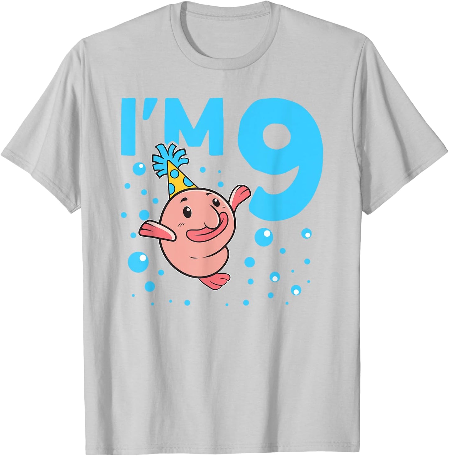 I'm 9 Blob Fish 9th Birthday Blobfish T-Shirt - T-Shirt | Ash