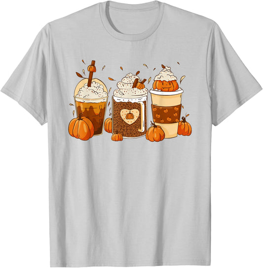 Pumpkin Spice Latte Fall Coffee Thanksgiving Shirt T-Shirt - T-Shirt | Ash