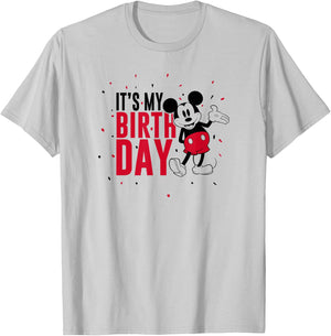 Disney Mickey Mouse It's My Birthday T-Shirt - T-Shirt | Ash