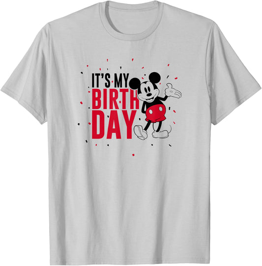 Disney Mickey Mouse It's My Birthday T-Shirt - T-Shirt | Ash