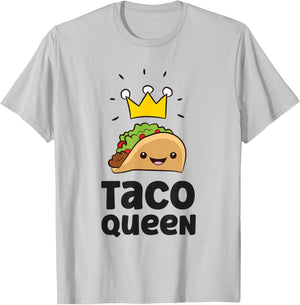 Taco Queen Funny Taco T-Shirt - T-Shirt | Ash
