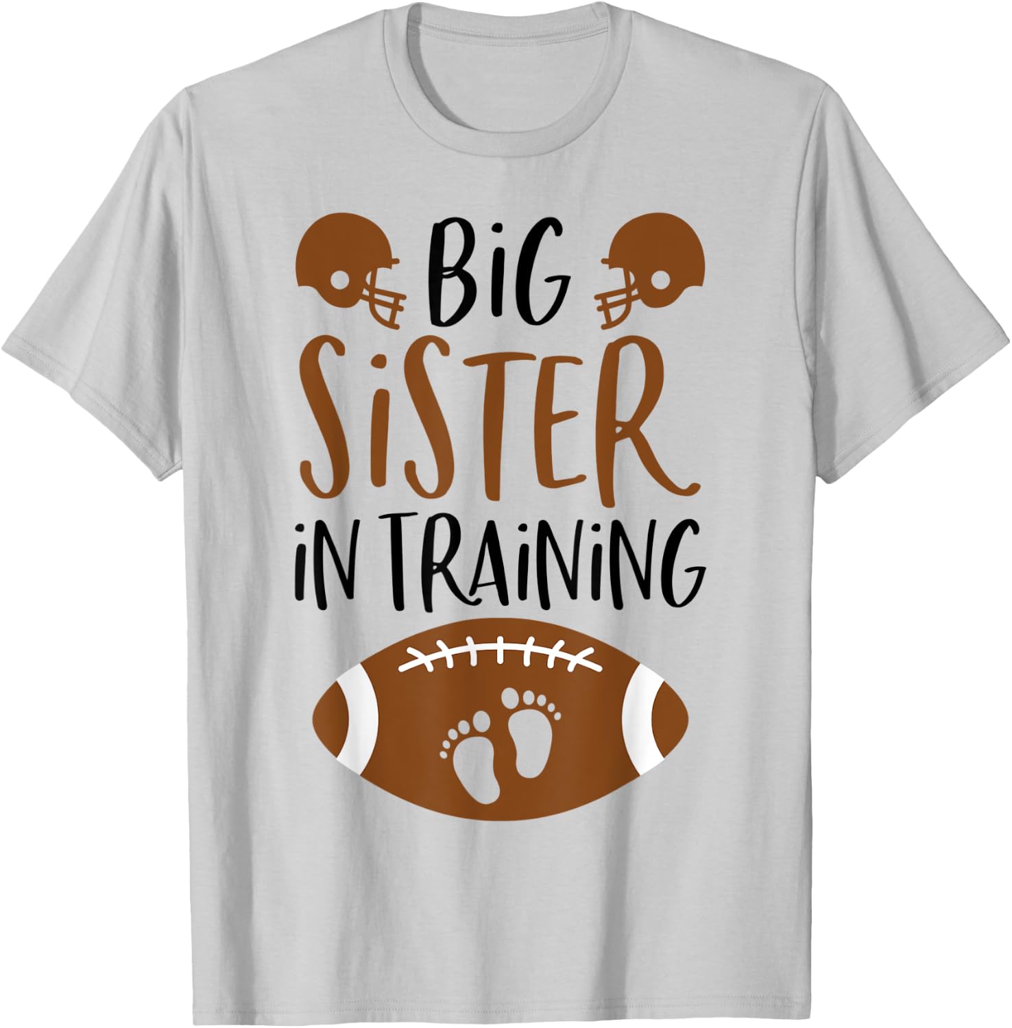 Big Sister in Training Fall Football Autumn Fall Pregnancy T-Shirt - T-Shirt | Ash