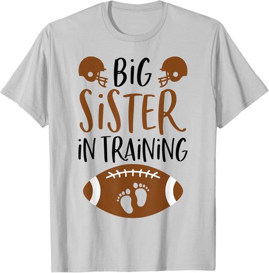 Big Sister in Training Fall Football Autumn Fall Pregnancy T-Shirt - T-Shirt | Ash
