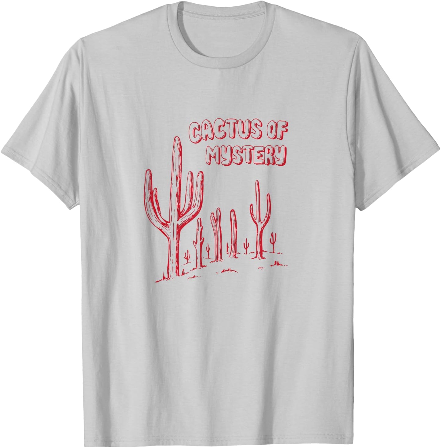 Maddesigns Cactus of Mystery UHF - Men's Grey Small Classic Fit Short Sleeve Cotton Polyester Blend T-Shirt - T-Shirt | Ash
