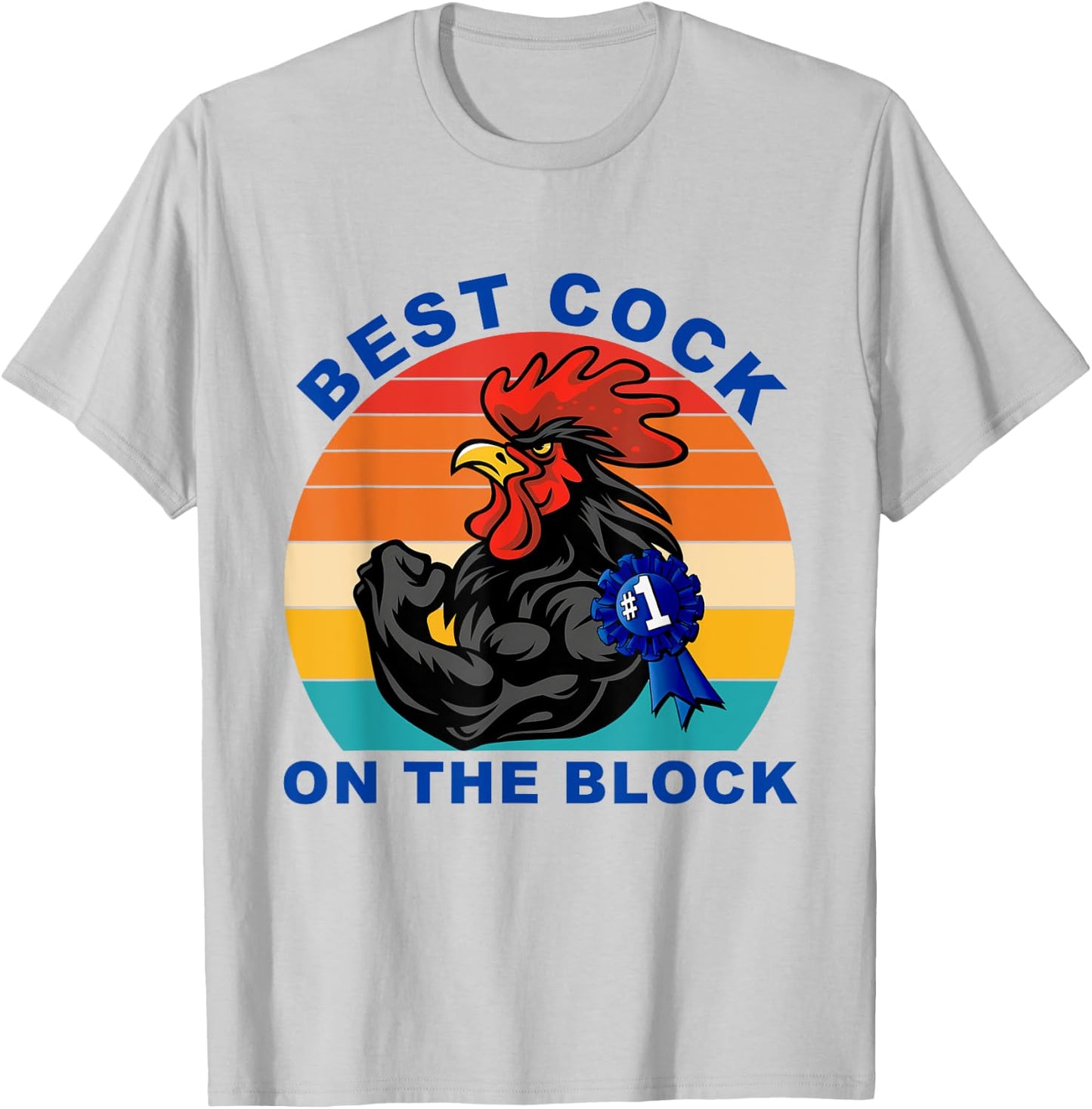 Best Cock On The Block Chicken Vintage Quote T-Shirt - T-Shirt | Ash