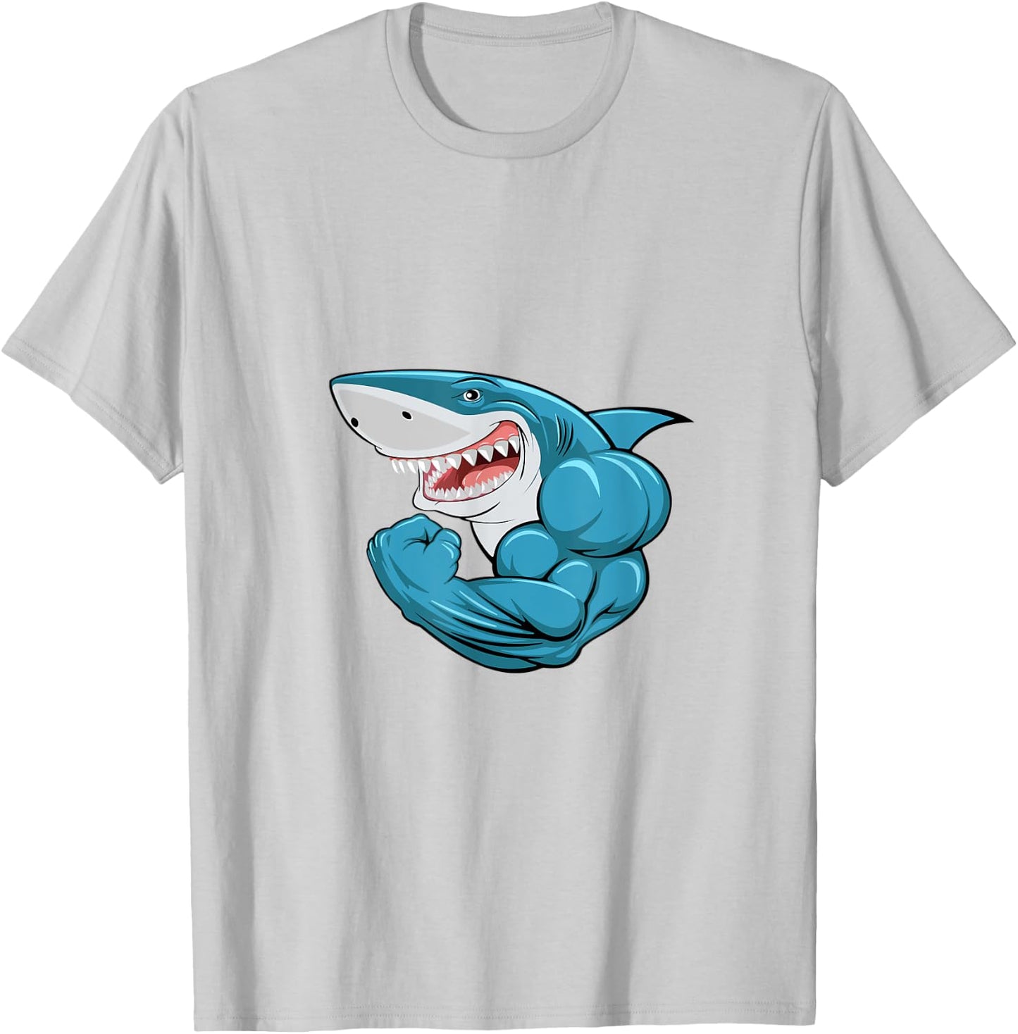 Shark Bodybuilder Bicep Flex T-Shirt - T-Shirt | Ash