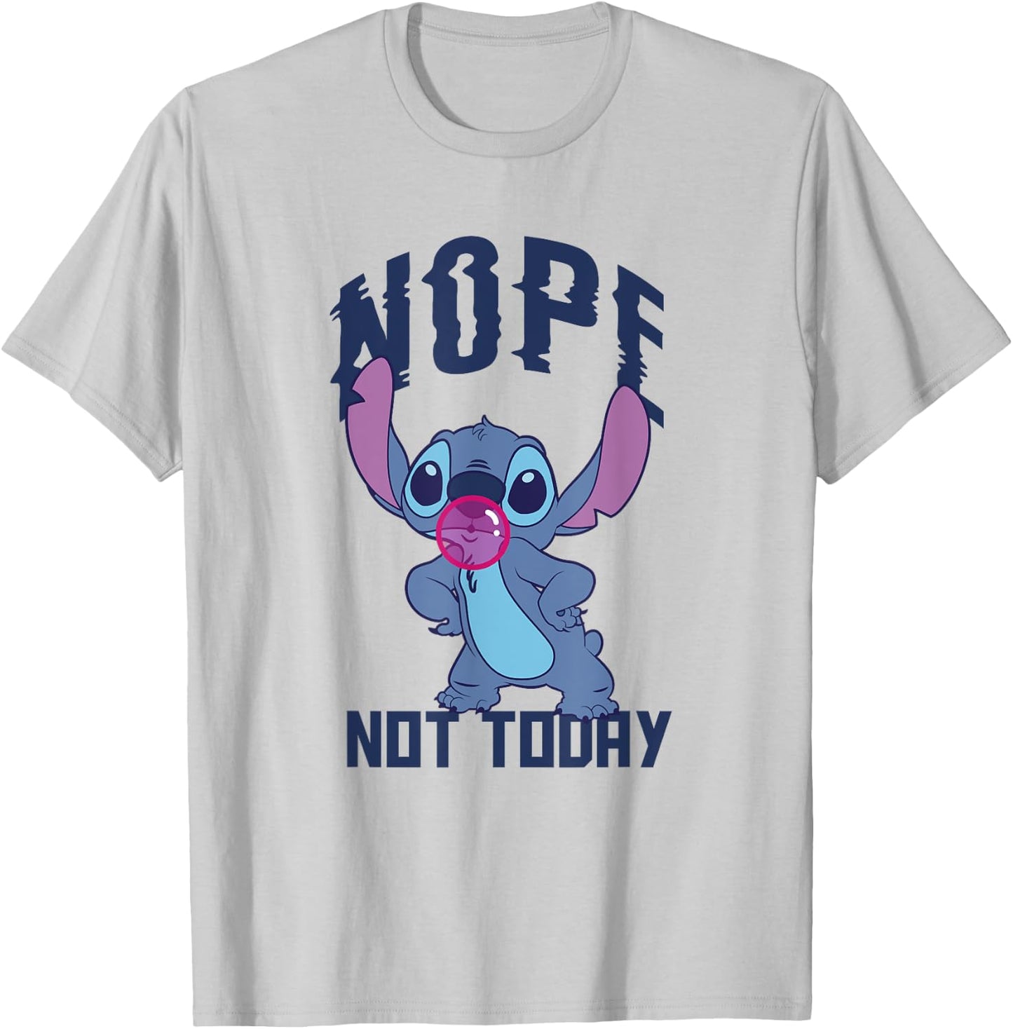 Disney Lilo & Stitch Nope Not Today Sassy Pose Chest Logo T-Shirt - T-Shirt | Ash