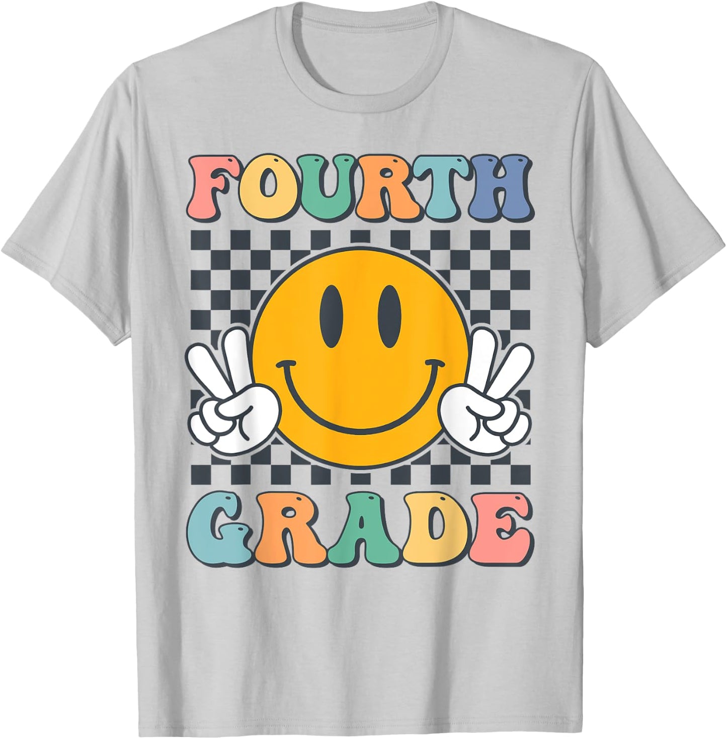 Fourth Grade Team Teachers Boys Girls Retro Smile 4th Grade T-Shirt - T-Shirt | Ash