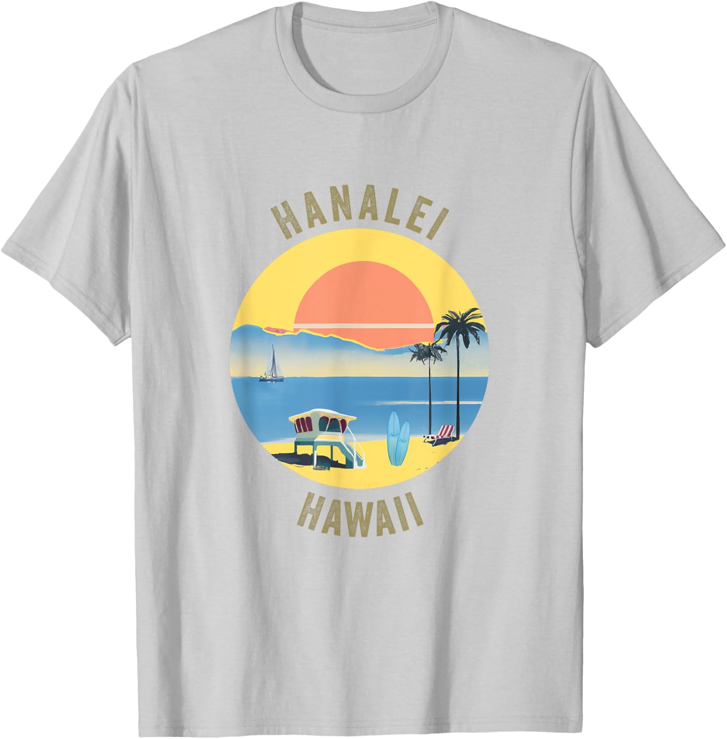 Hanalei Souvenir Apparel - Retro Vintage Hanalei T-Shirt - T-Shirt | Ash