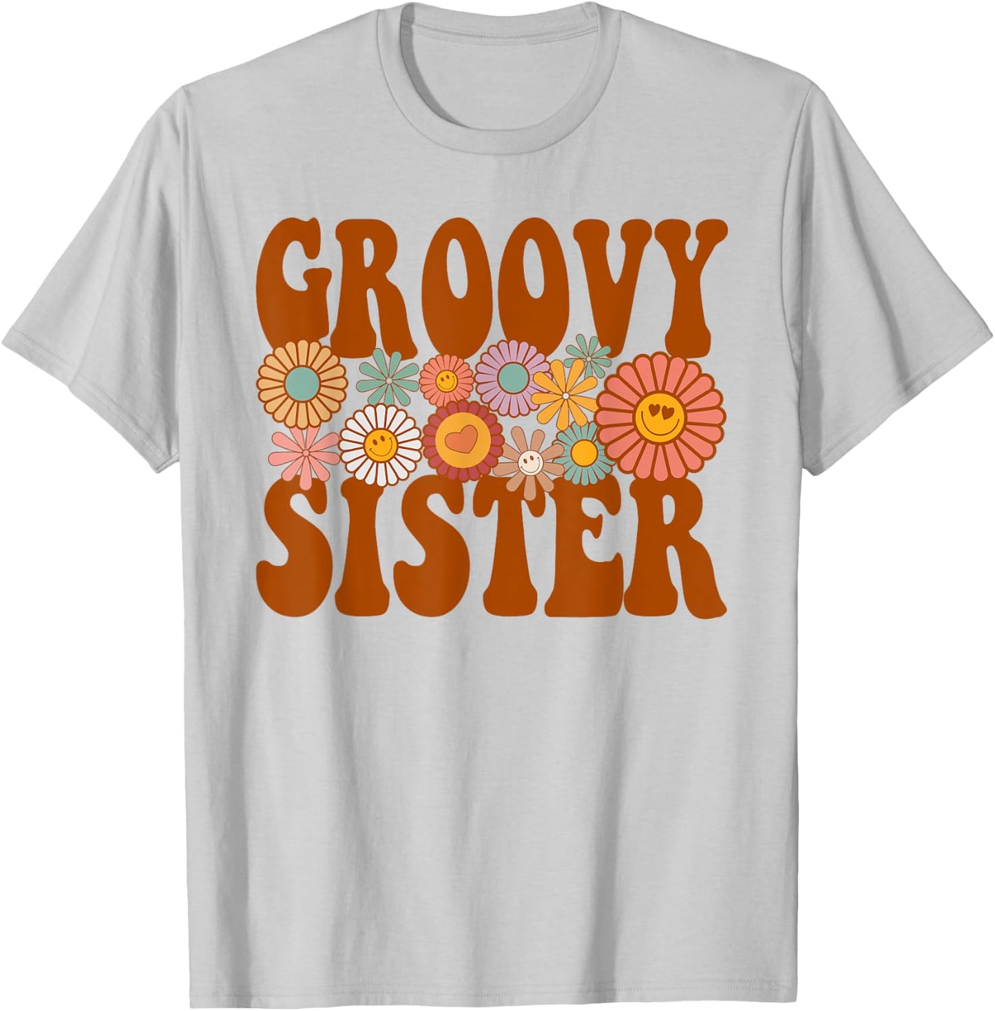 Retro Groovy Sister Matching Family 1st Birthday Party T-Shirt - T-Shirt | Ash