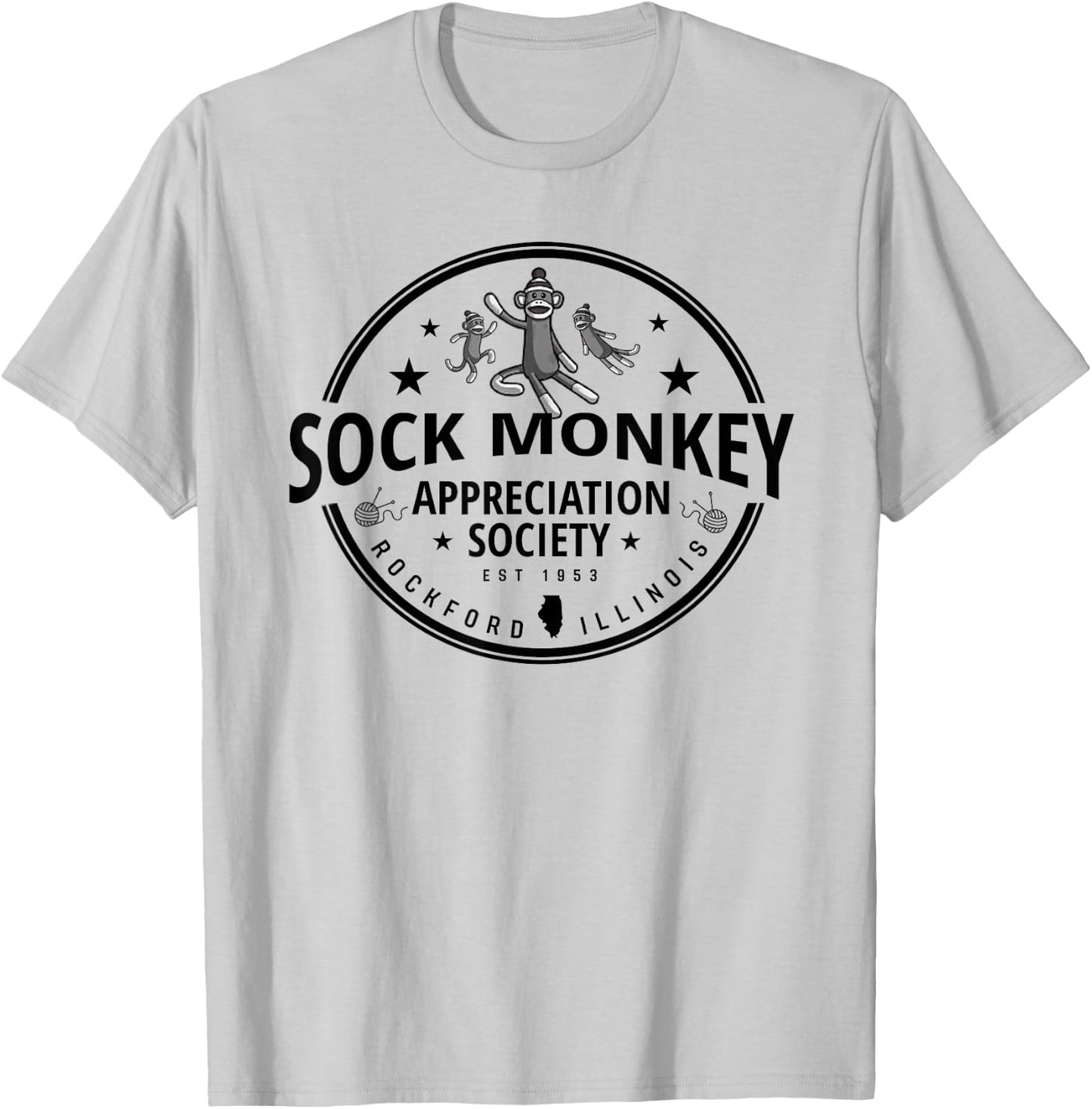 Sock Monkey Appreciation Society Funny Sock Monkey T-Shirt - T-Shirt | Ash