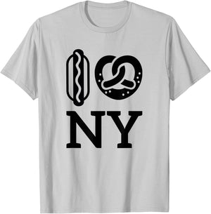 Hot Dog Soft Pretzel New York City NYC T-Shirt - T-Shirt | Ash