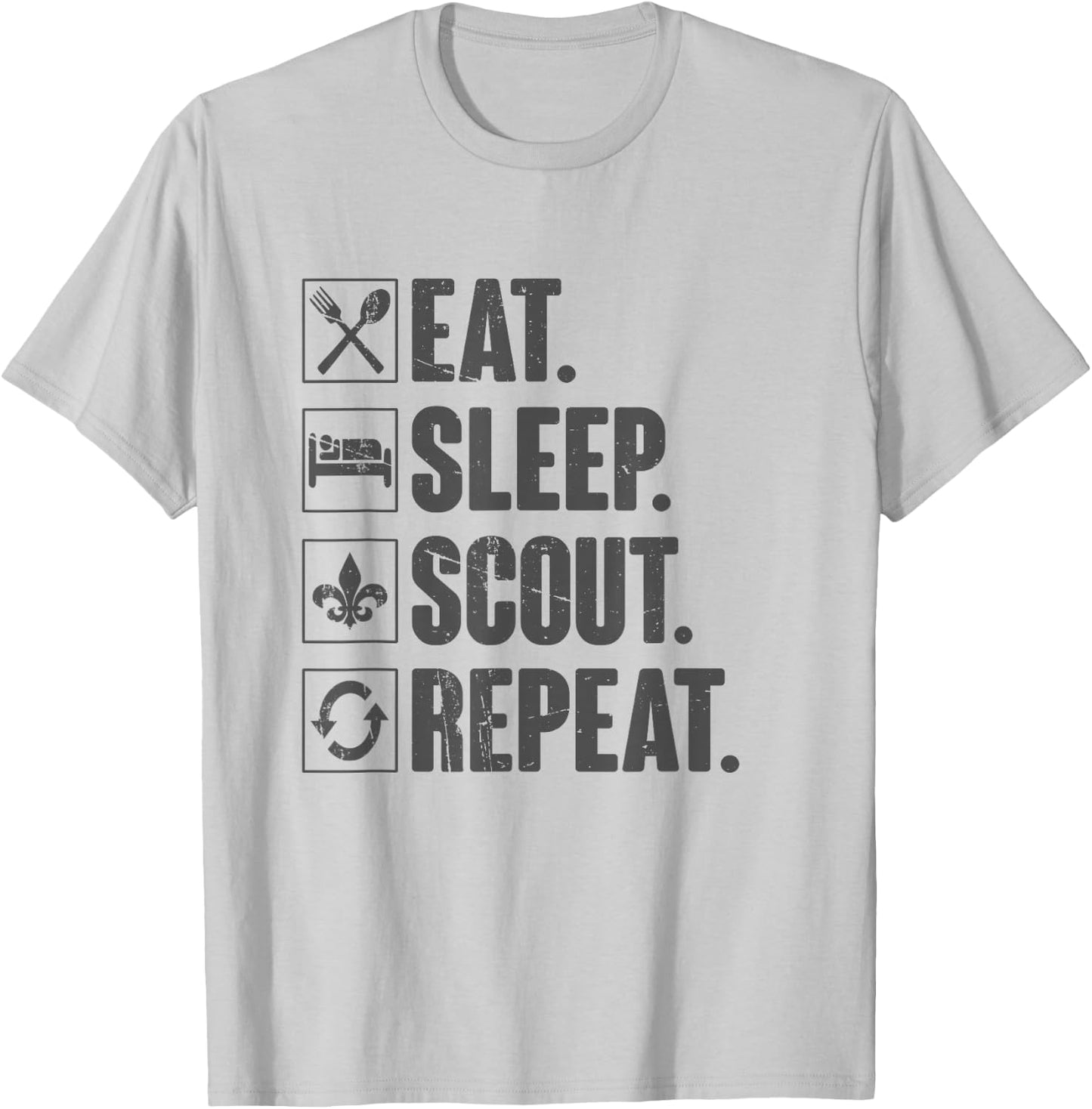 Eat Sleep Scout Repeat - Funny Scouting Lover Vintage T-Shirt - T-Shirt | Ash
