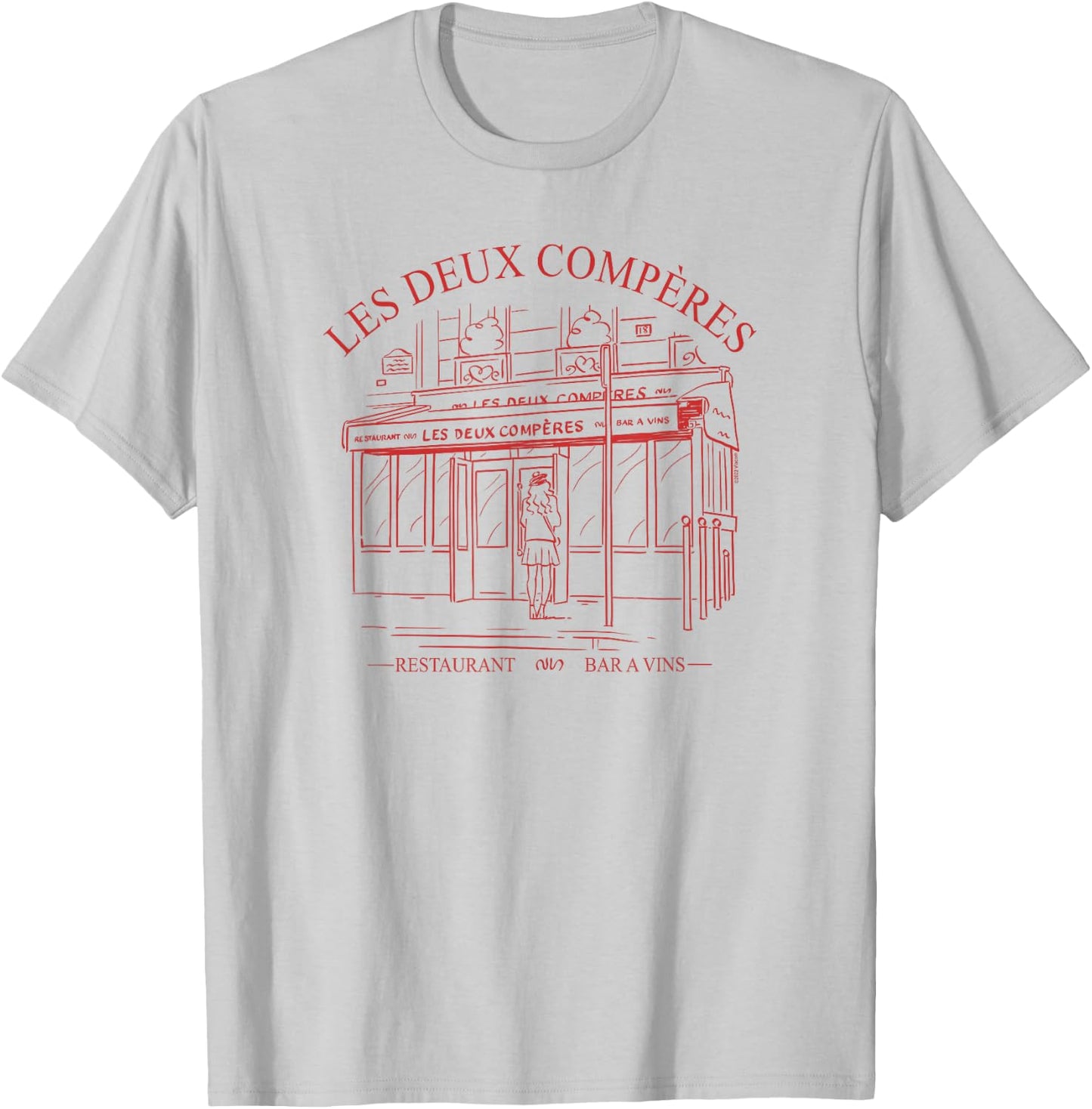 Emily in Paris Les Deux Compères Restaurant Outline Portrait T-Shirt - T-Shirt | Ash