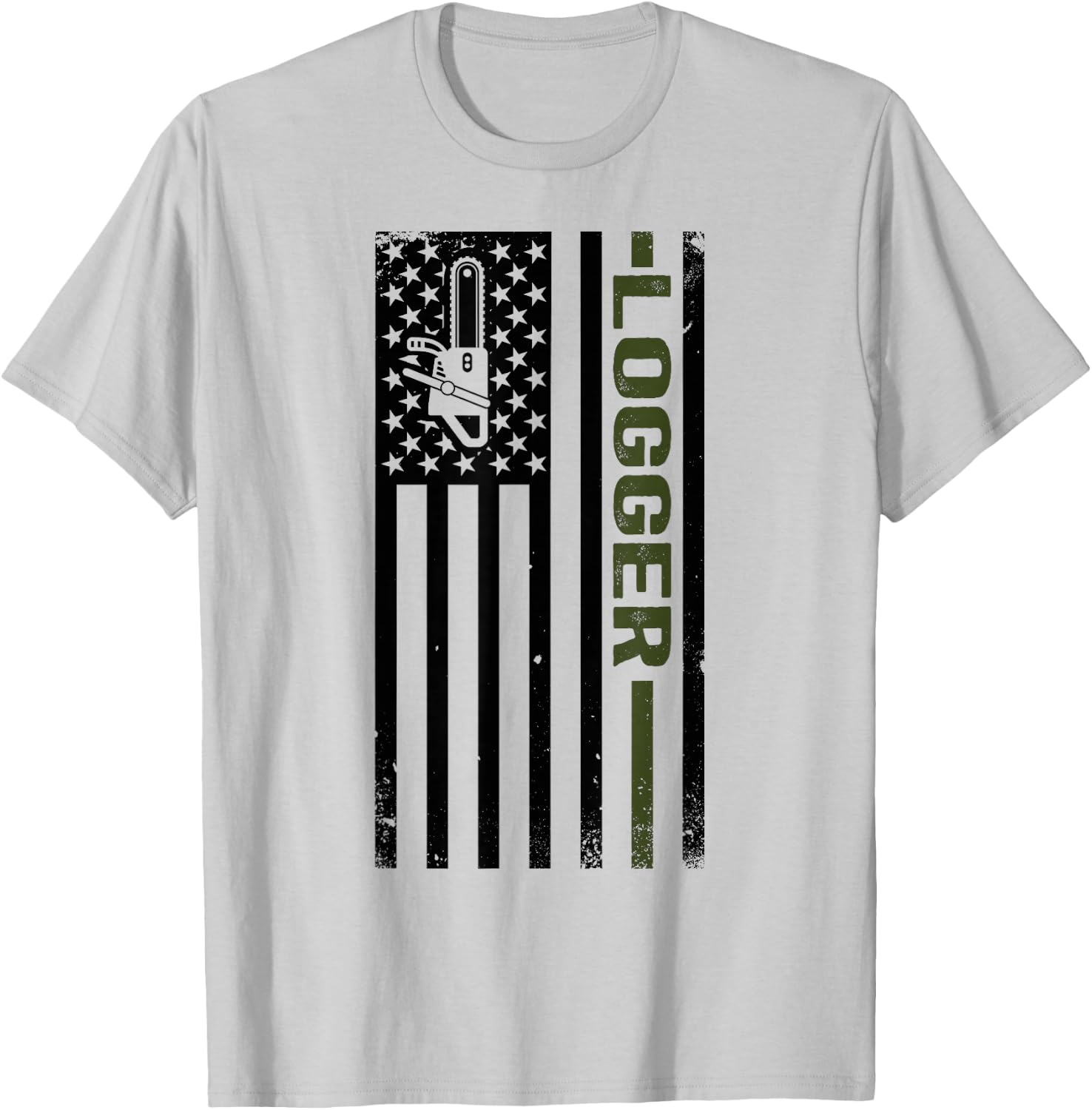 Logger US Flag Logging Lumberjack T-Shirt - T-Shirt | Ash