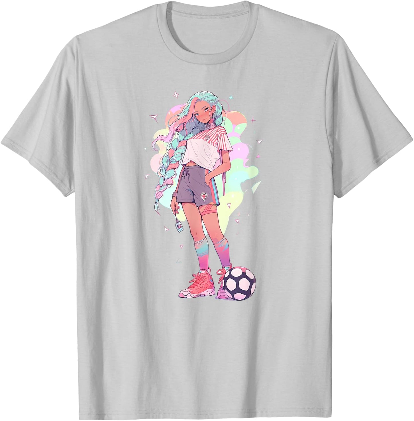 Soccer Girl in funny Pastel japan Anime Aesthetic japanese T-Shirt - T-Shirt | Ash
