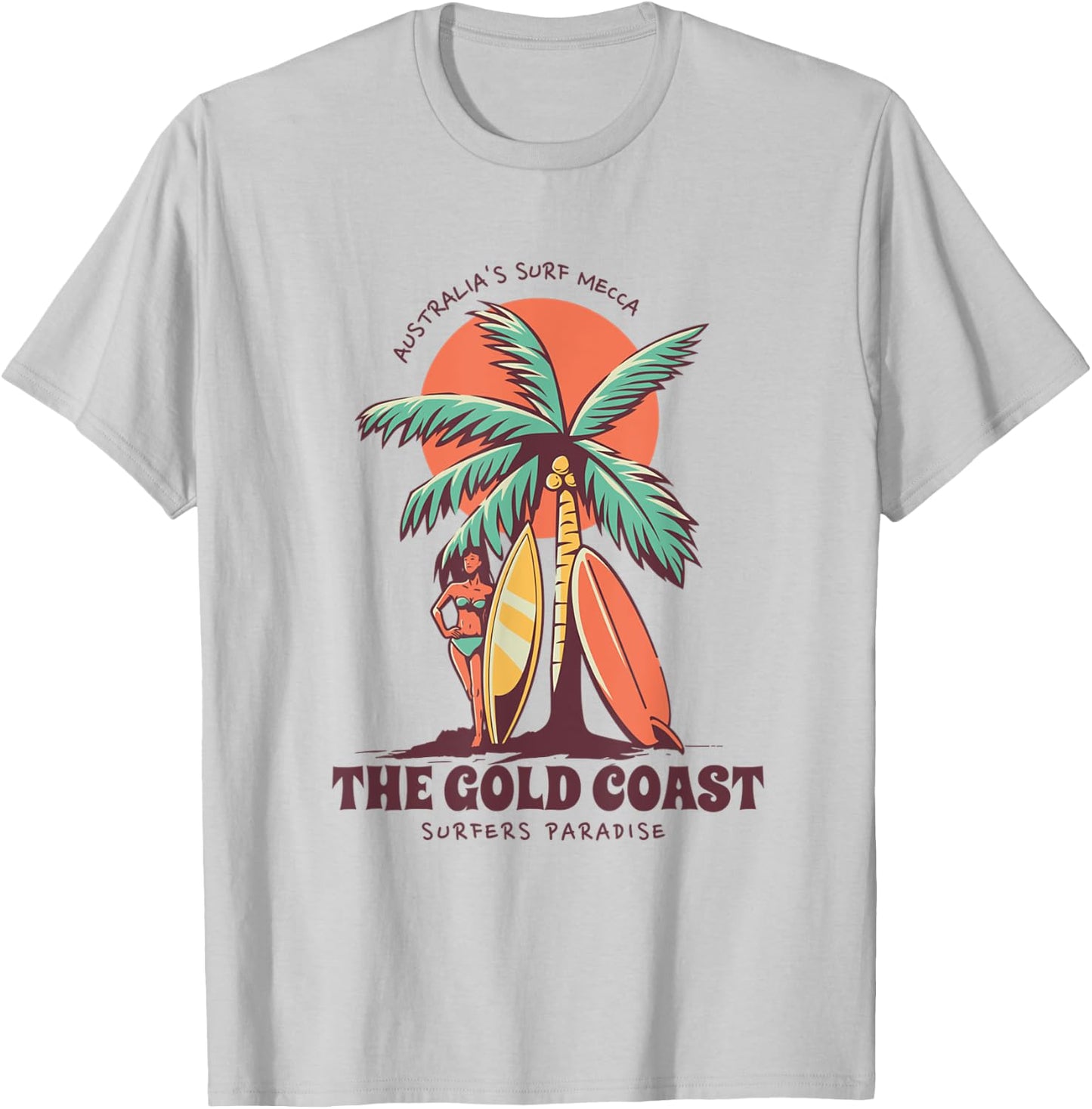 Surfers Paradise Gold Coast Australia Novelty Surfing T-Shirt - T-Shirt | Ash