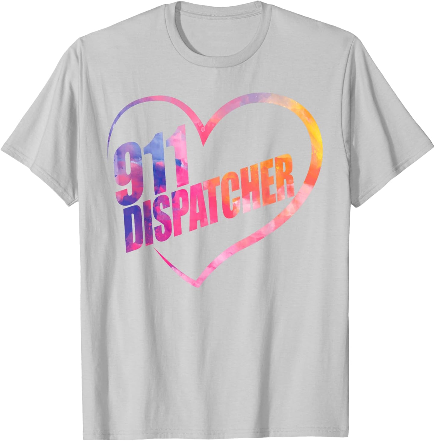 911 Dispatcher Thin Gold Yellow Line Heart 911 Dispatcher T-Shirt - T-Shirt | Ash