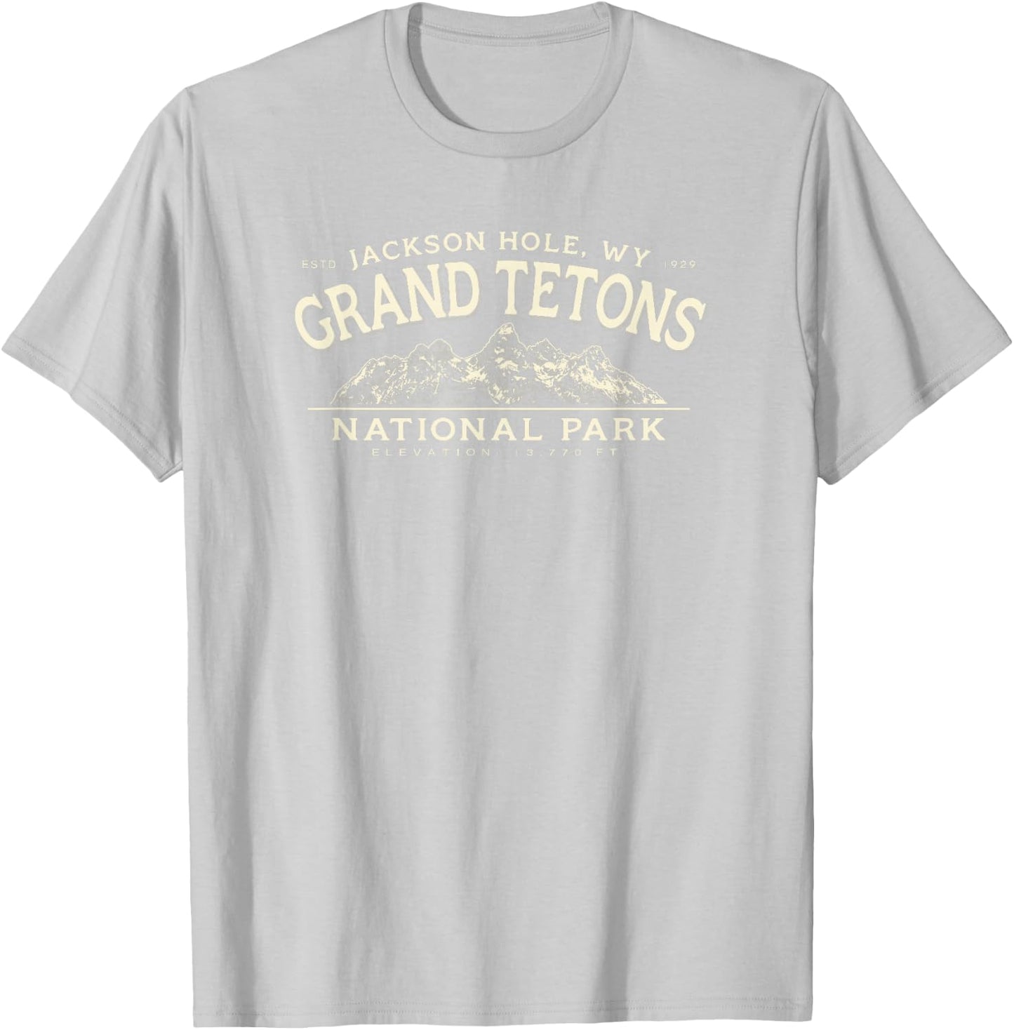 Grand Teton National Park Mountains Graphic T-Shirt - T-Shirt | Ash