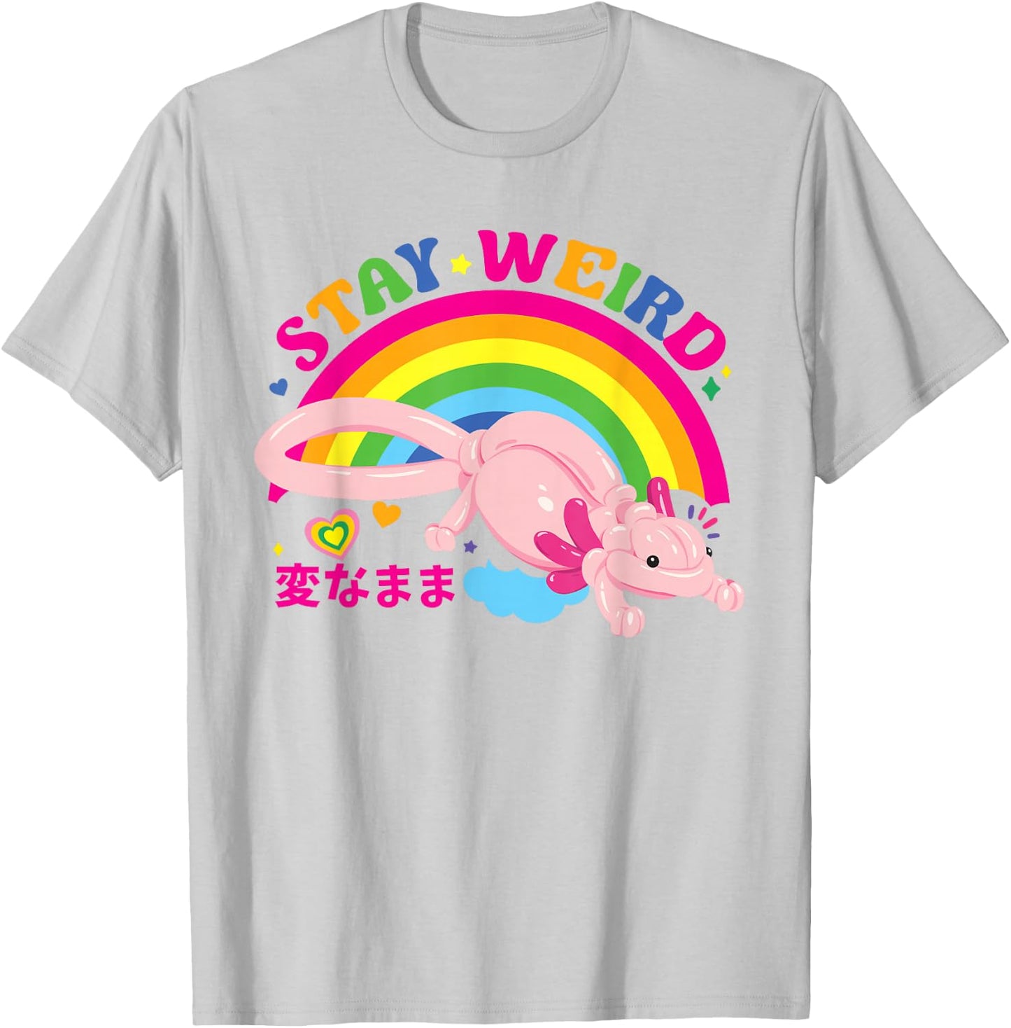 Kidcore Clothes Balloon Axolotl Aesthetic Decora Stay Weird T-Shirt - T-Shirt | Ash