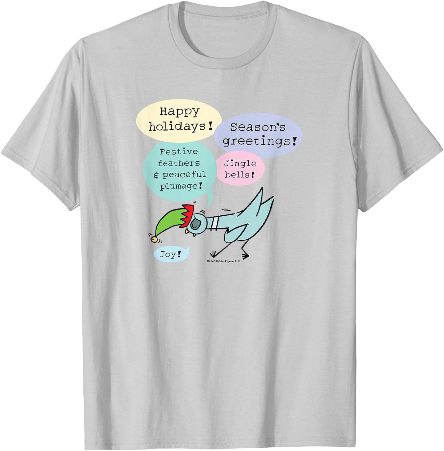 The Pigeon Seasons Greetings Christmas Pigeon T-Shirt - T-Shirt | Ash