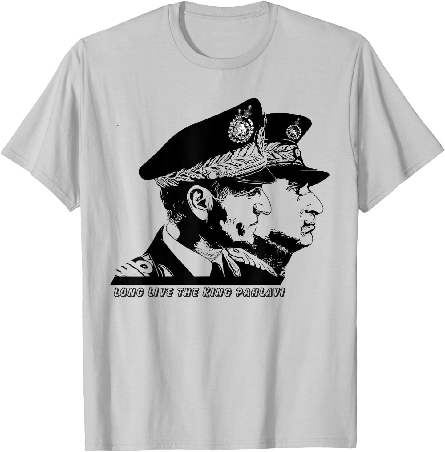 Iran Gilaki Co King Reza Shah and King Mohammad Reza Pahlavi T-Shirt - T-Shirt | Ash
