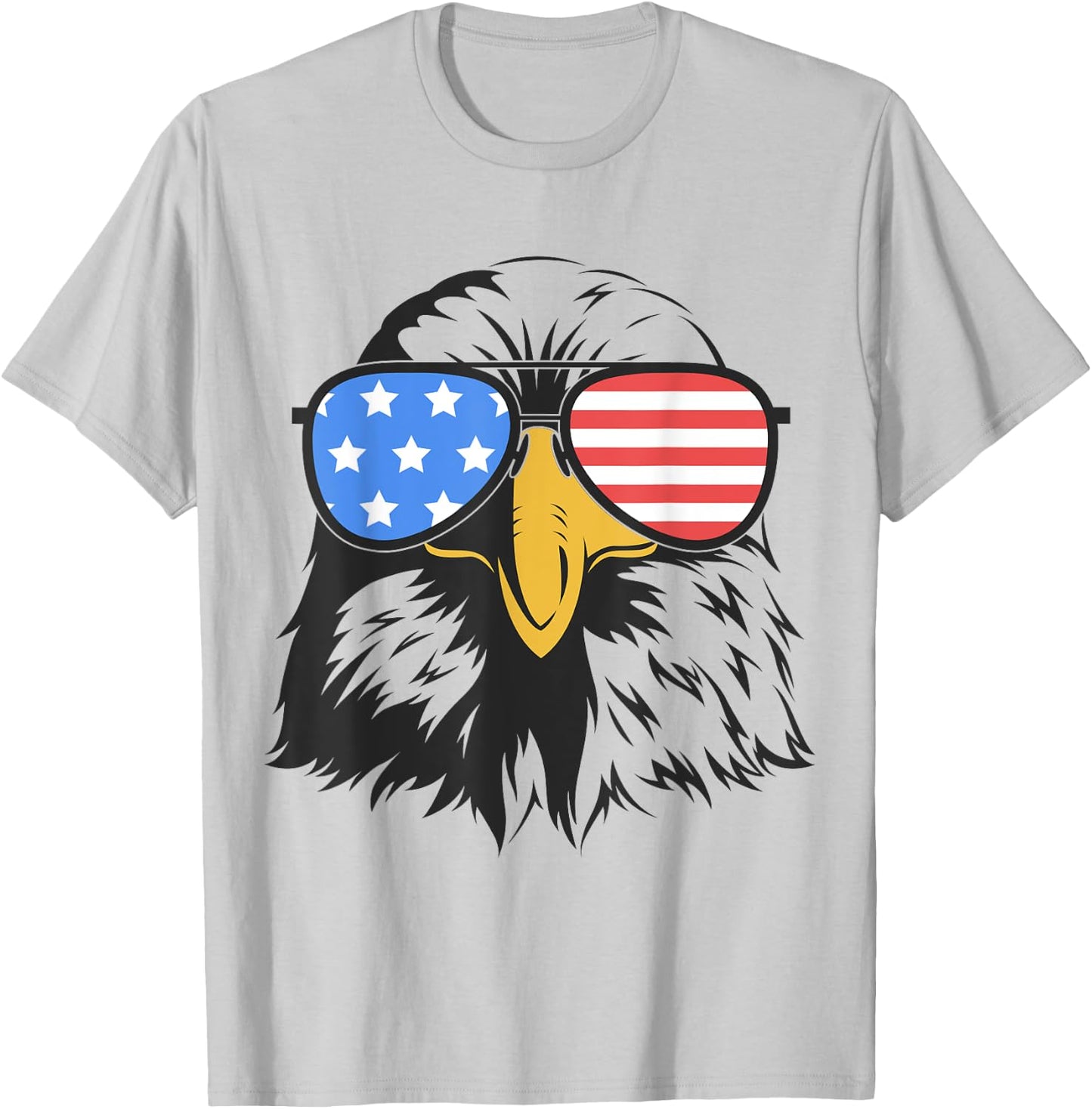 4th of July Bald Eagle in Sunglasses American Flag Freedom Kids Men T-Shirt - T-Shirt | Ash