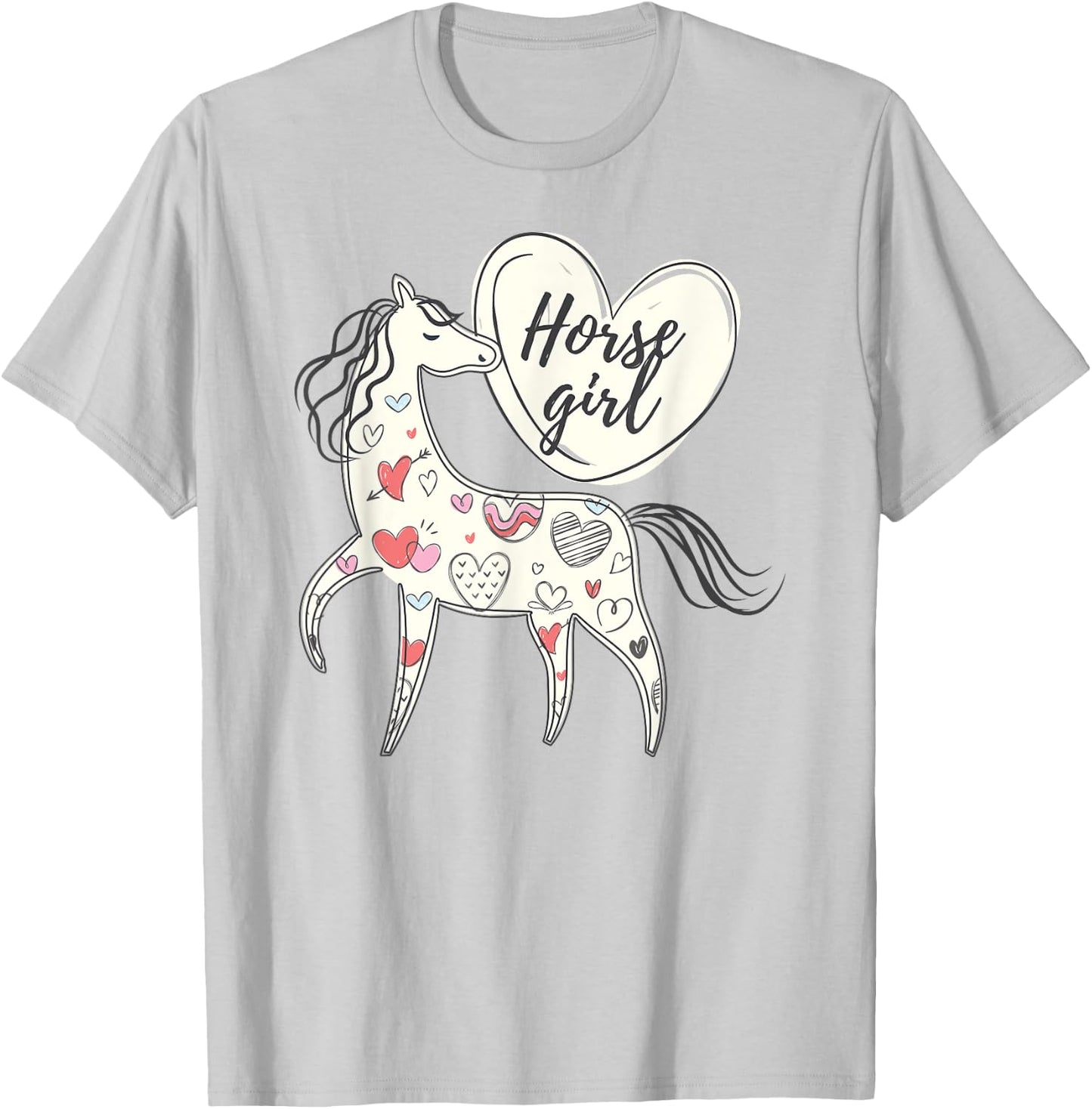 Horse girl horse lover big loveheart pretty heart cool girls T-Shirt - T-Shirt | Ash