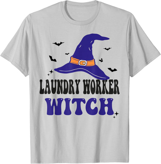 Laundry Worker Witch Halloween Funny Matching Group Costume T-Shirt - T-Shirt | Ash