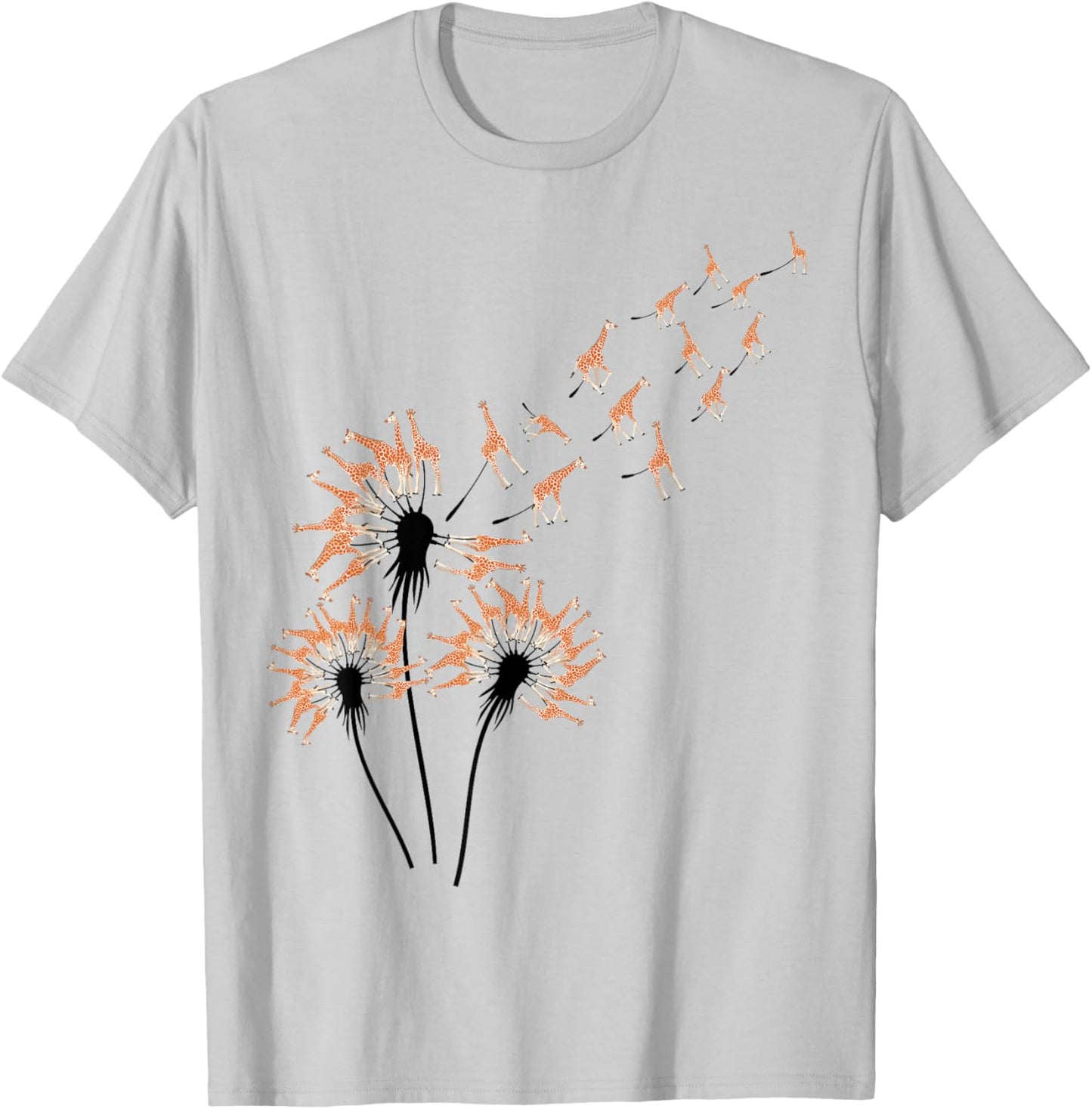 Dandelion Giraffes for Giraffe Lover | Giraffe T-Shirt - T-Shirt | Ash