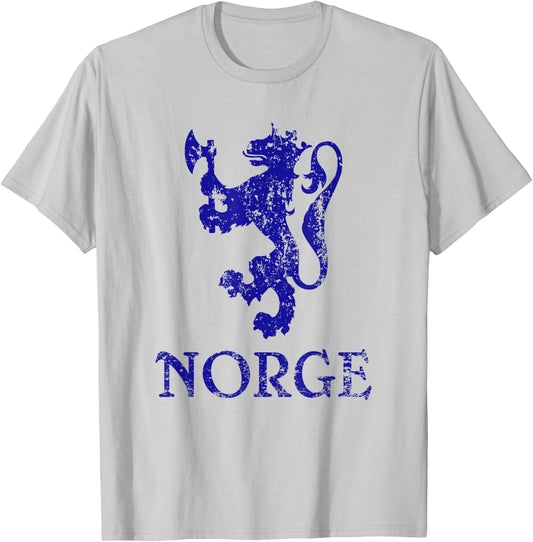 Norge Norway Lion Symbol Norwegian Pride T-Shirt - T-Shirt | Ash