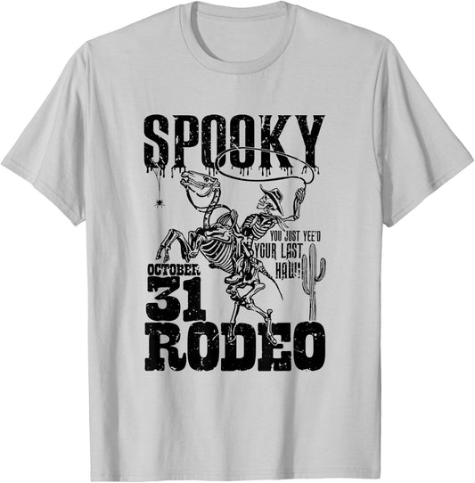 Spooky Hollow Rodeo Western Skeleton Cowboy Halloween T-Shirt - T-Shirt | Ash