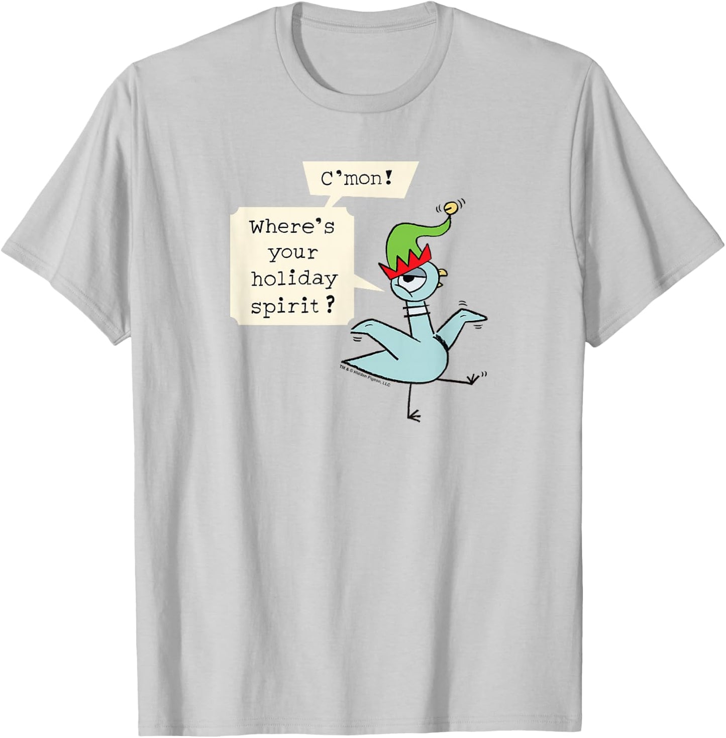 The Pigeon Holiday Spirit Christmas Pigeon T-Shirt - T-Shirt | Ash