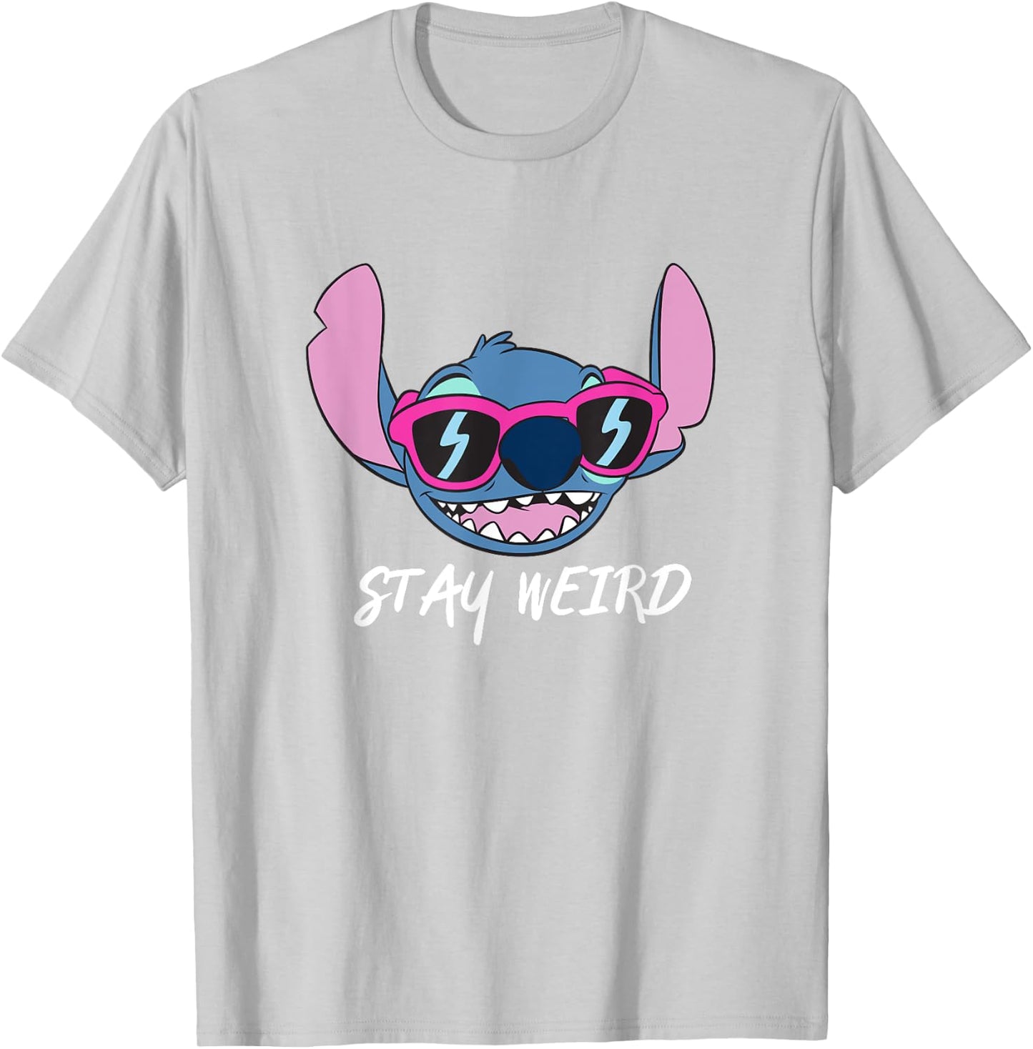 Disney Lilo & Stitch Stay Weird Stitch Cool Vibe Face Logo T-Shirt - T-Shirt | Ash