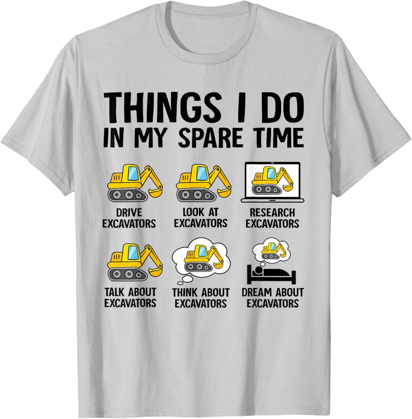 Things I Do In My Spare Time Excavator Construction Boy Kids T-Shirt - T-Shirt | Ash