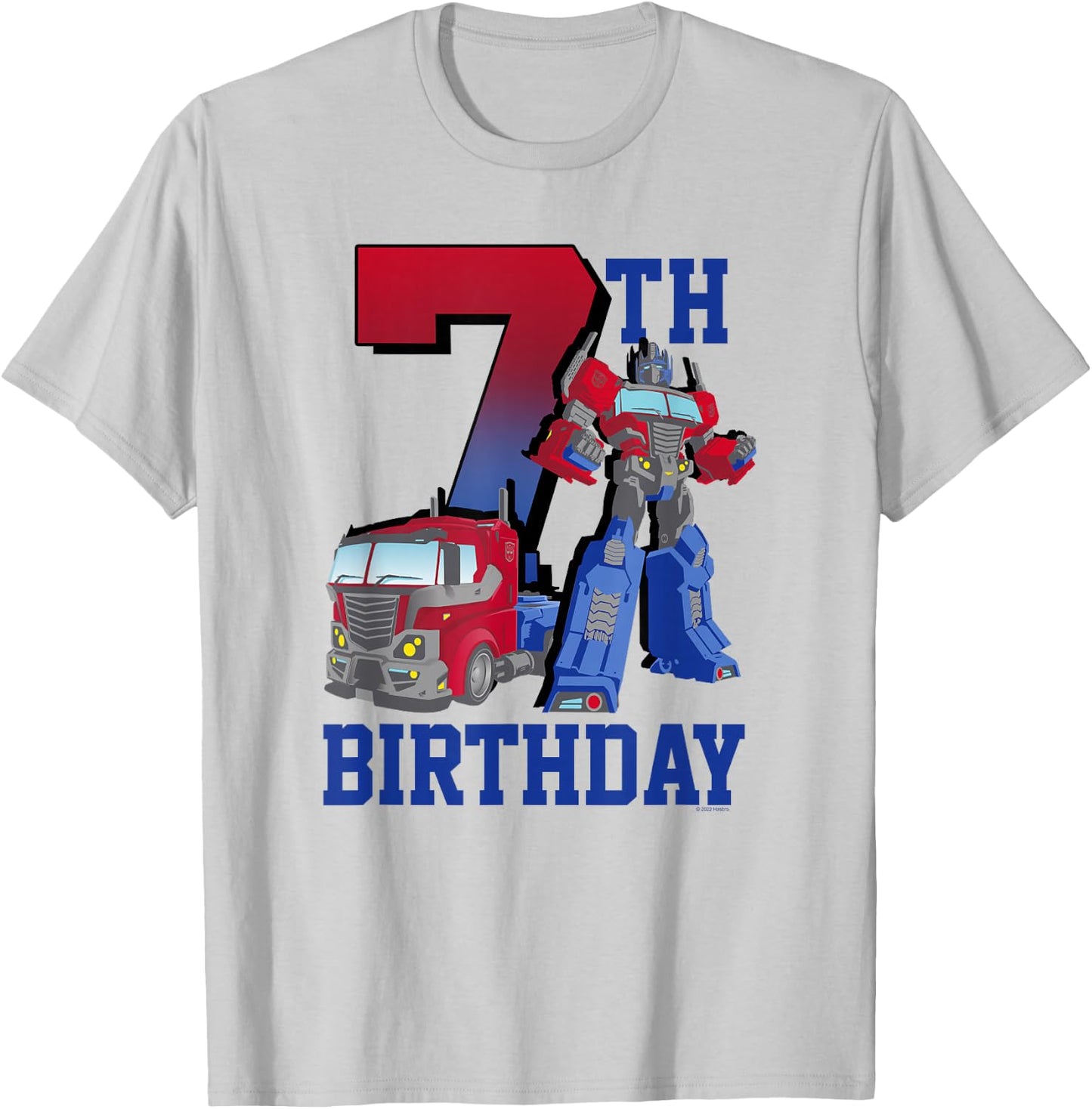 Transformers Optimus Prime 7th Birthday Gradient Fill Poster T-Shirt - T-Shirt | Ash