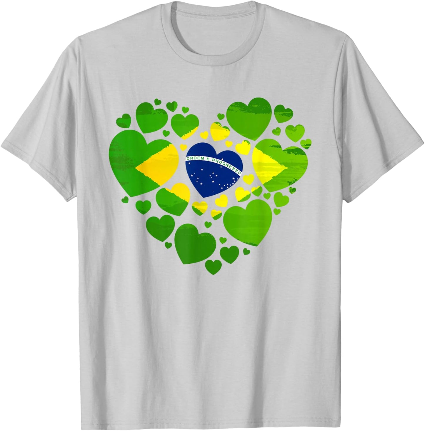 Brazilian Flag Heart Idea & Brazil Flag Heritage T-Shirt - T-Shirt | Ash