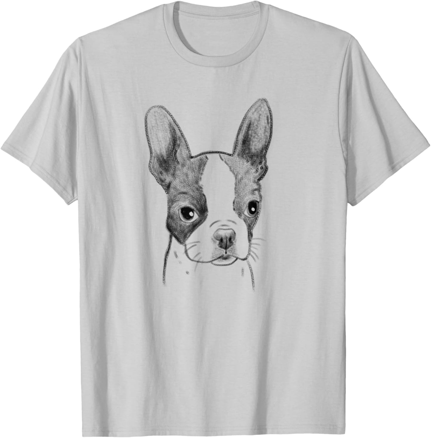 Boston Terrier Sketch, Boston Terrier Lover, Dog Sketch T-Shirt - T-Shirt | Ash