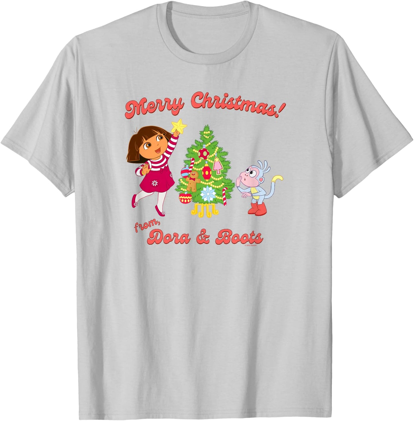 Dora the Explorer Happy Holidays from Dora and Boots T-Shirt - T-Shirt | Ash