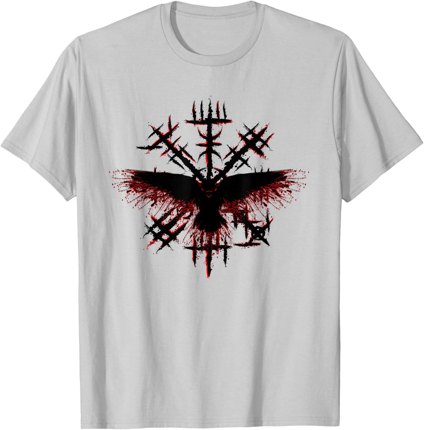 Blood Eagle / Blood Raven Norse Viking Rune T-Shirt - T-Shirt | Ash