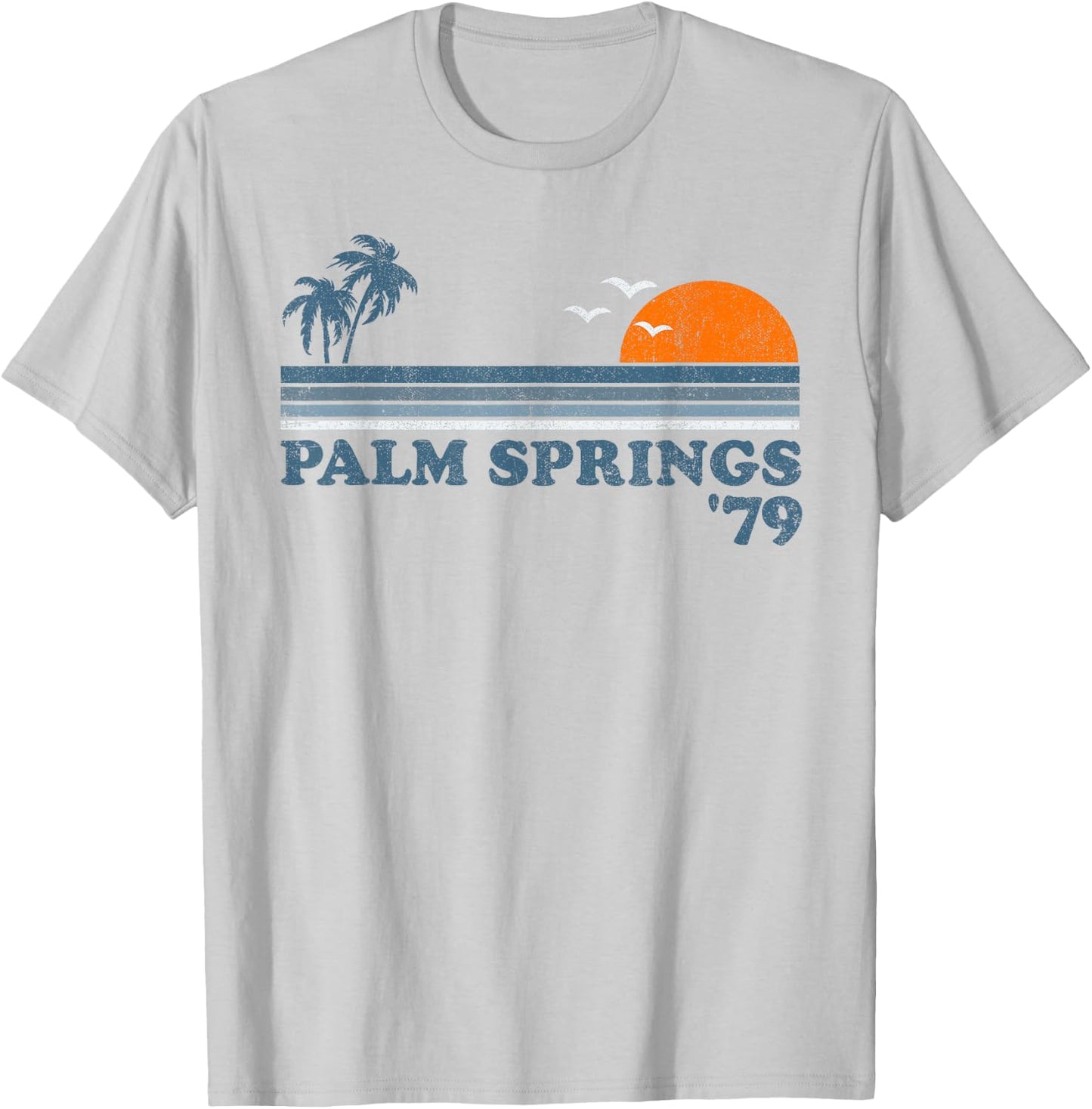 Vintage Palm Springs Beach California Retro Surfing 70s Gift T-Shirt - T-Shirt | Ash
