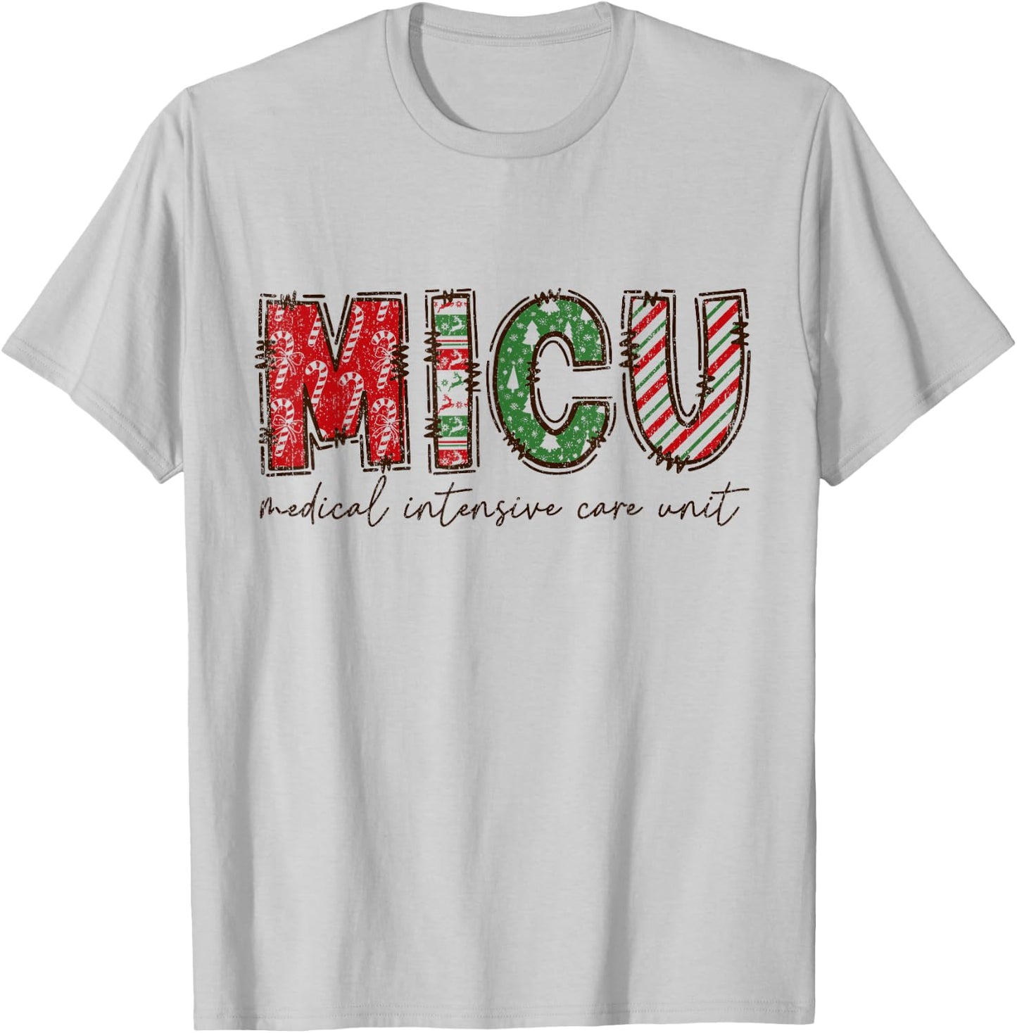 MICU Nurse Christmas , Christmas MICU Squad, Medical Icu Nur T-Shirt - T-Shirt | Ash
