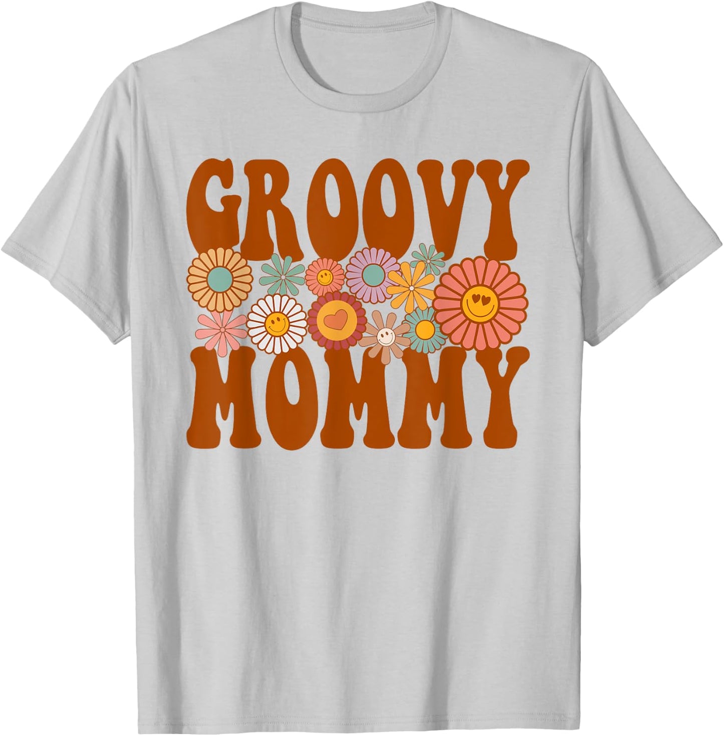 Retro Groovy Mommy Matching Family 1st Birthday Party T-Shirt - T-Shirt | Ash