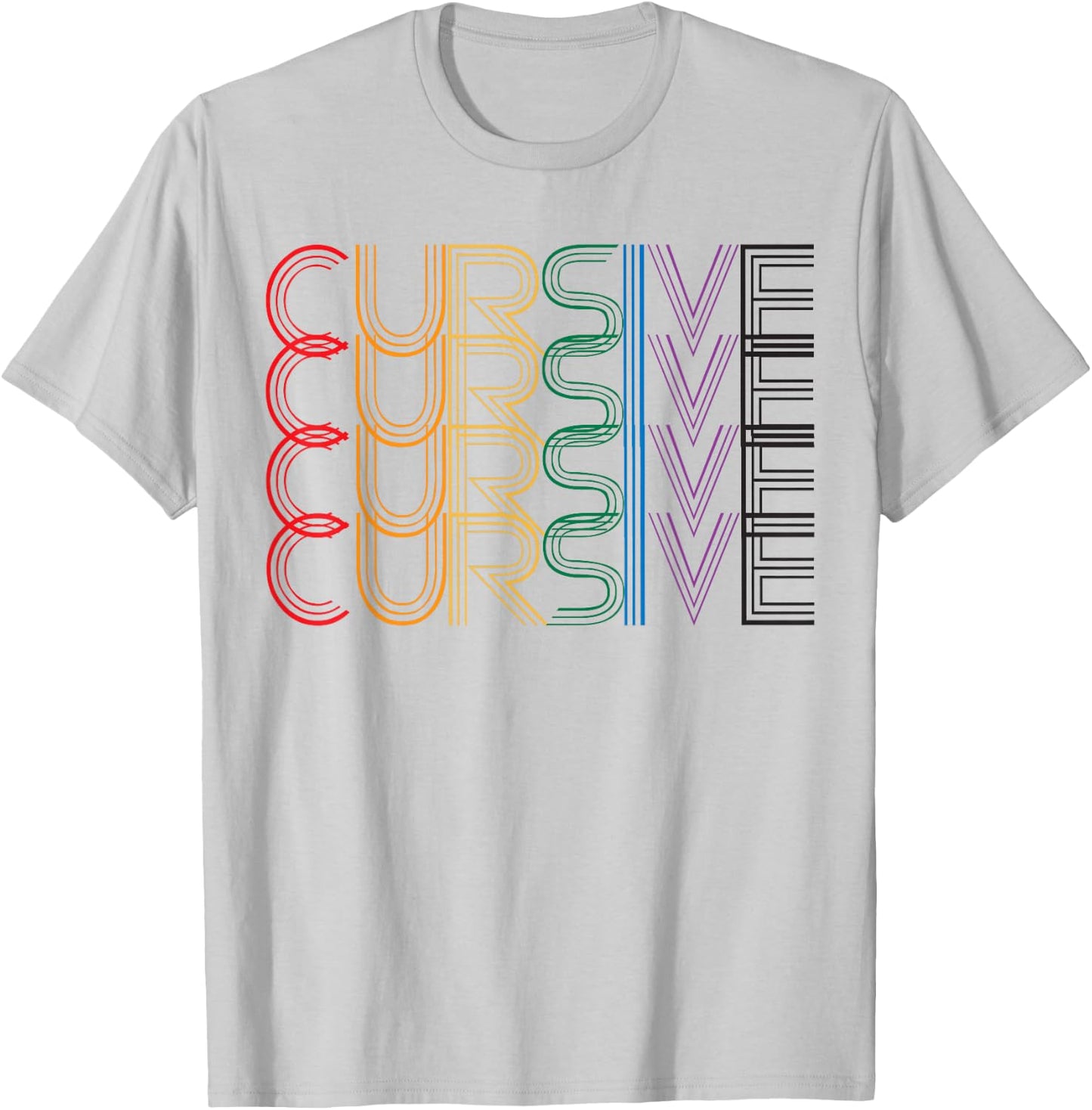 Cursive - Rainbow T-Shirt - T-Shirt | Ash