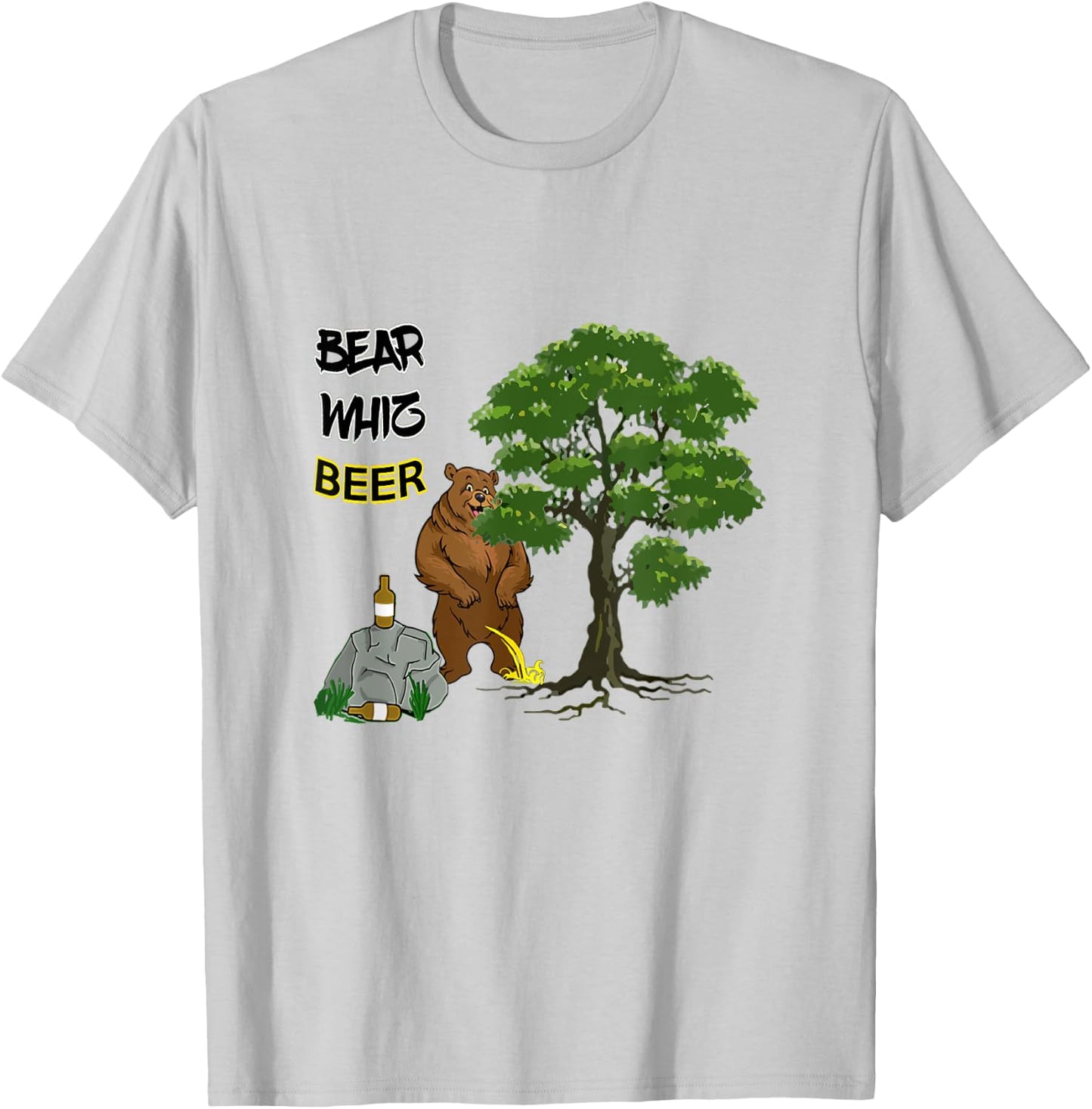 Funny Beer Label Bear Whiz Beer For The Outdoorsman T-Shirt - T-Shirt | Ash