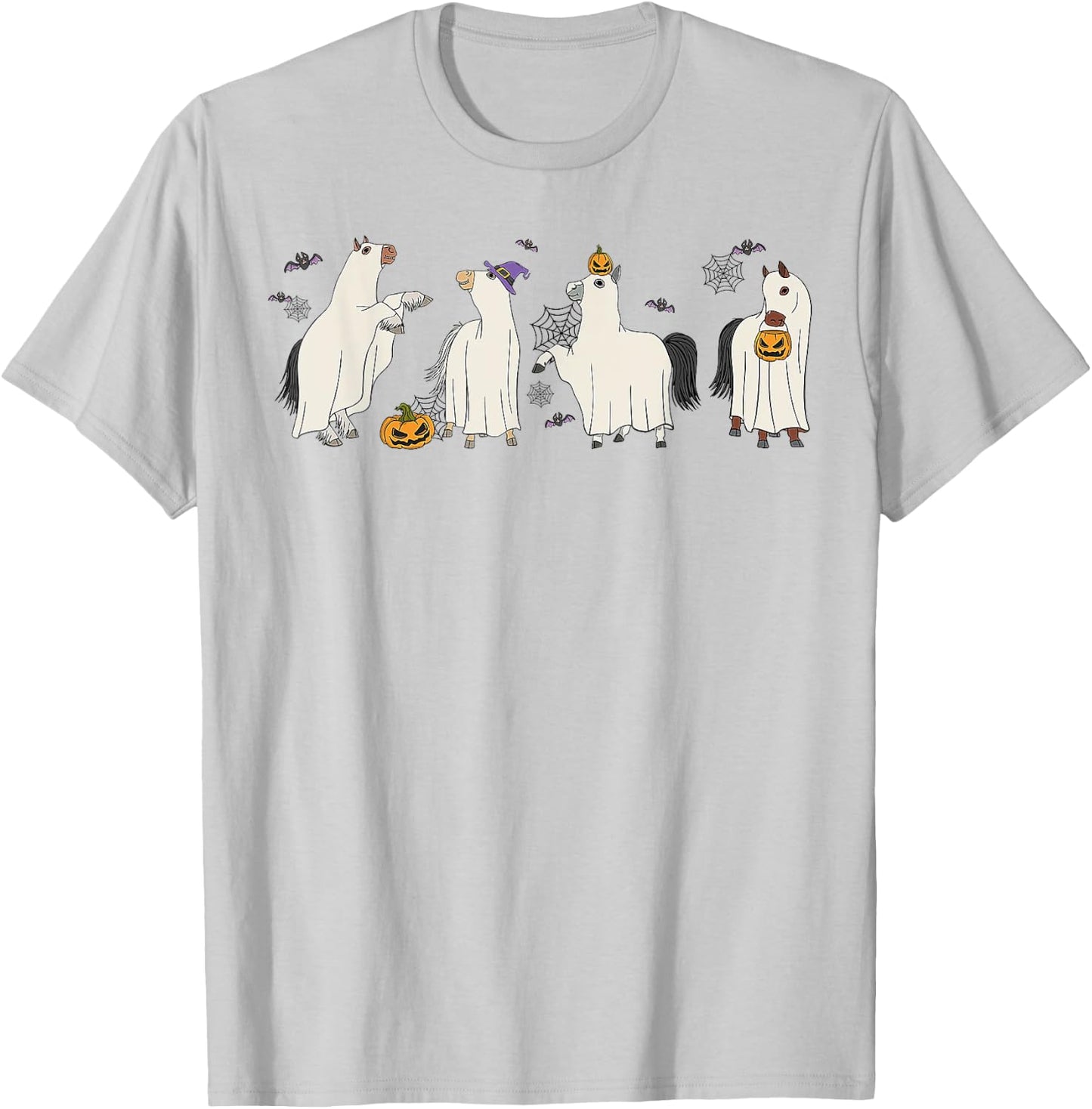 Horse Ghost Halloween Funny Horse Cute Halloween T-Shirt - T-Shirt | Ash