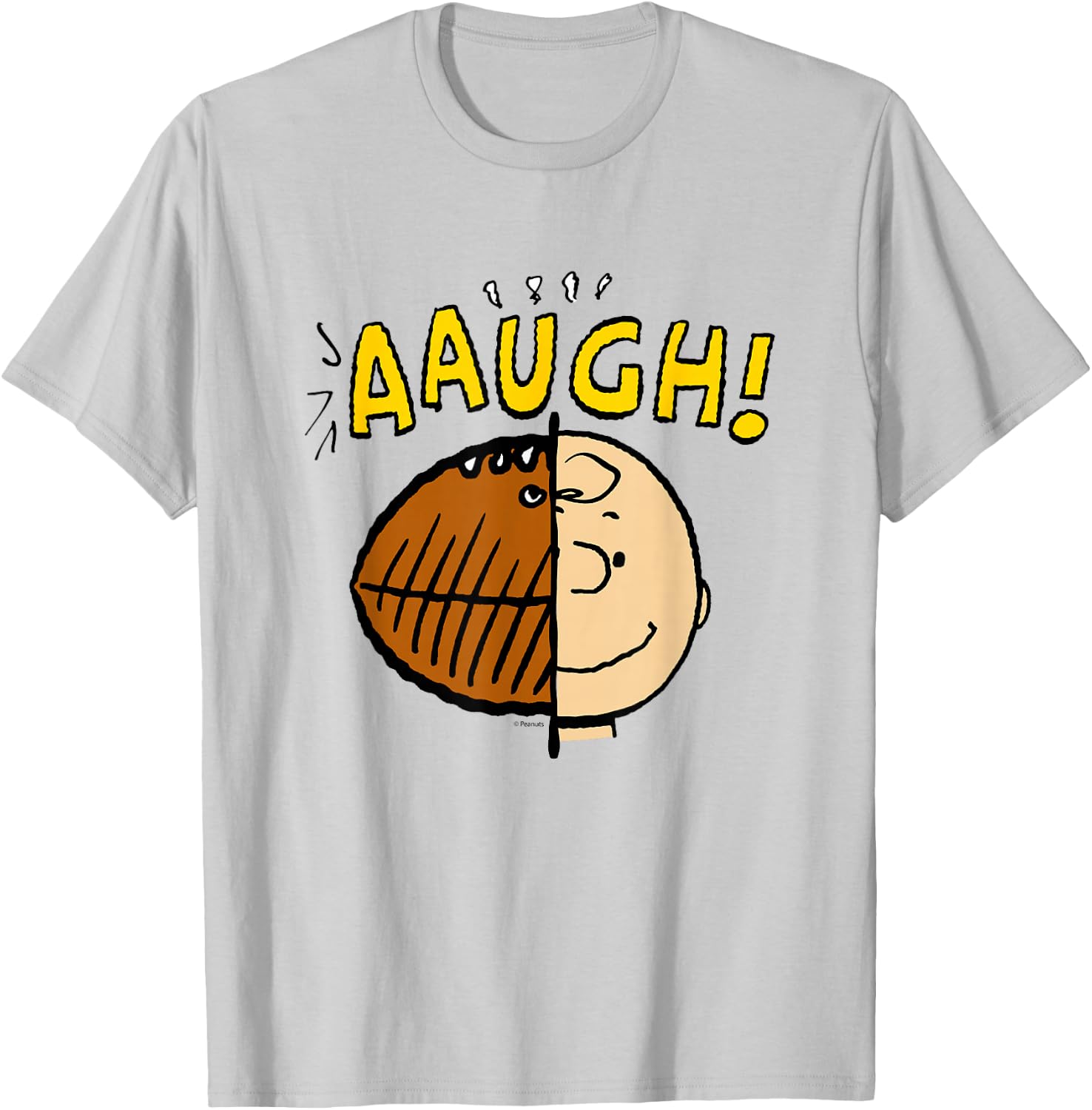 Peanuts - Charlie Brown Half Football Head T-Shirt - T-Shirt | Ash