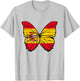 Butterfly Coloured Wings Flag Spain T-Shirt - T-Shirt | Ash