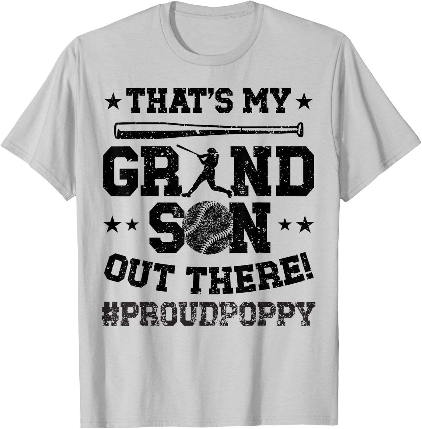 That's My Grandson Baseball Poppy Of A Baseball Player T-Shirt - T-Shirt | Ash